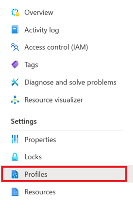 选择个人资料时左侧菜单的屏幕截图。