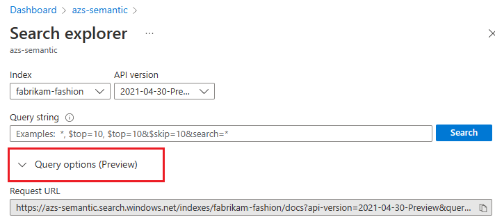 显示搜索资源管理器中的查询选项的屏幕截图。
