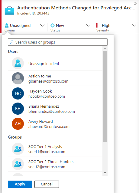 将事件分配给用户的屏幕截图。