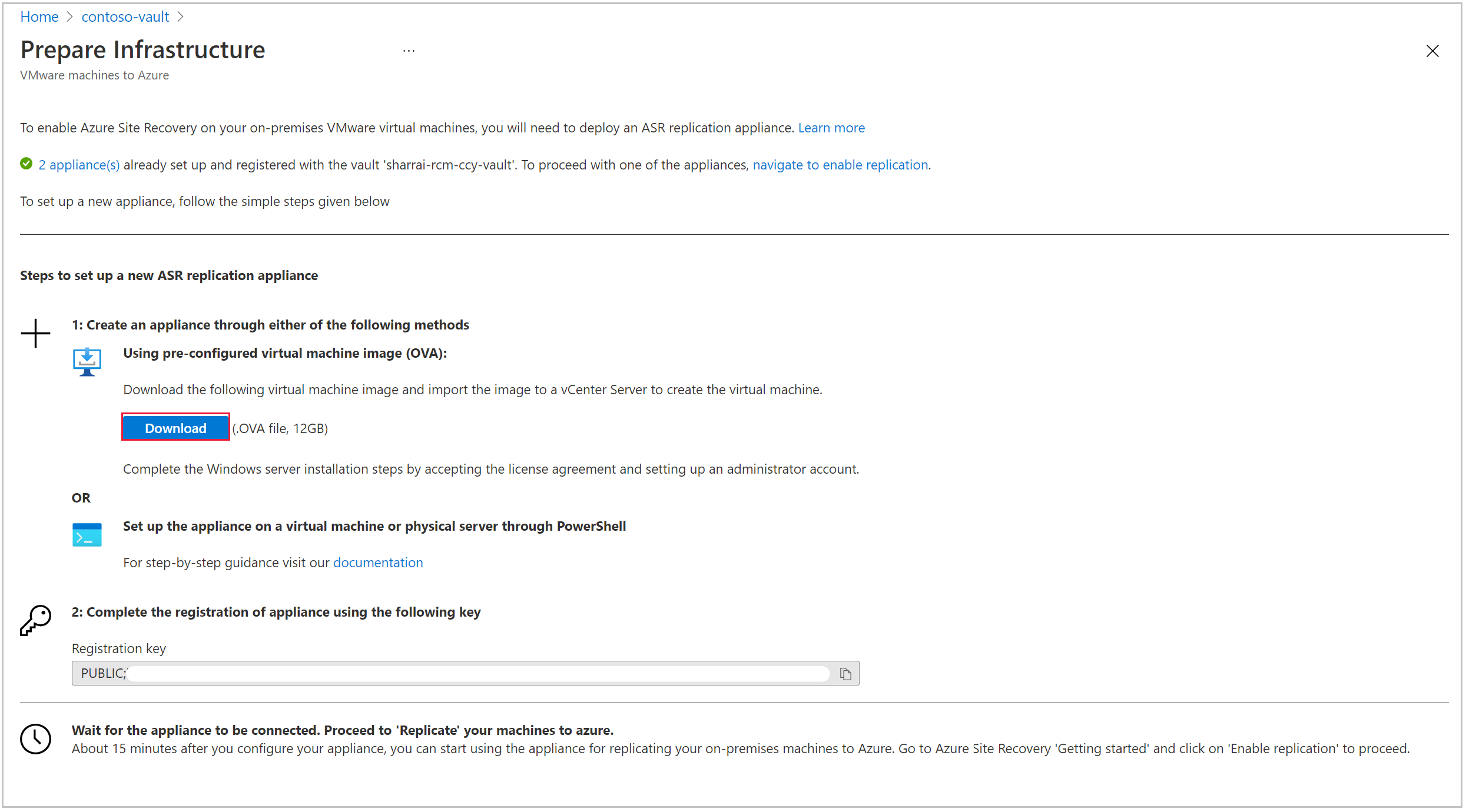 显示恢复服务保管库（新式）的屏幕截图。