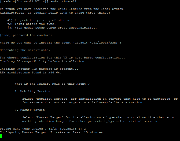 选择安装主目标的默认位置。