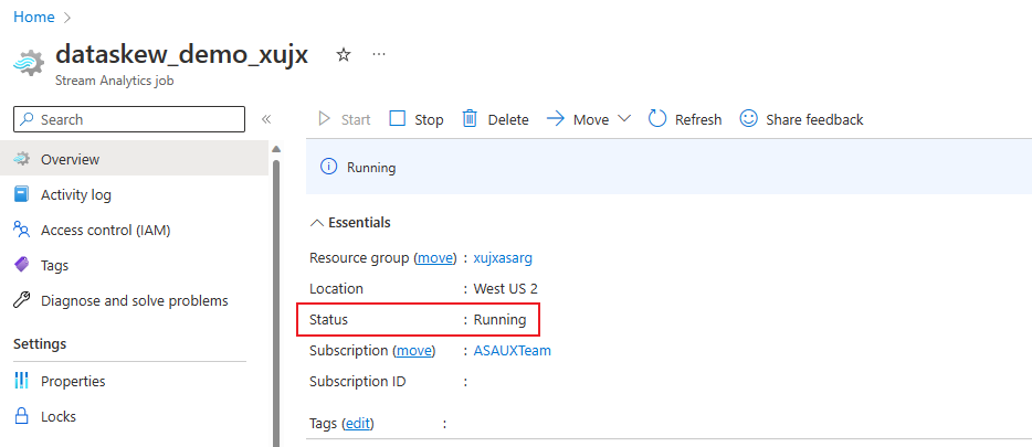 显示作业状态的屏幕截图。