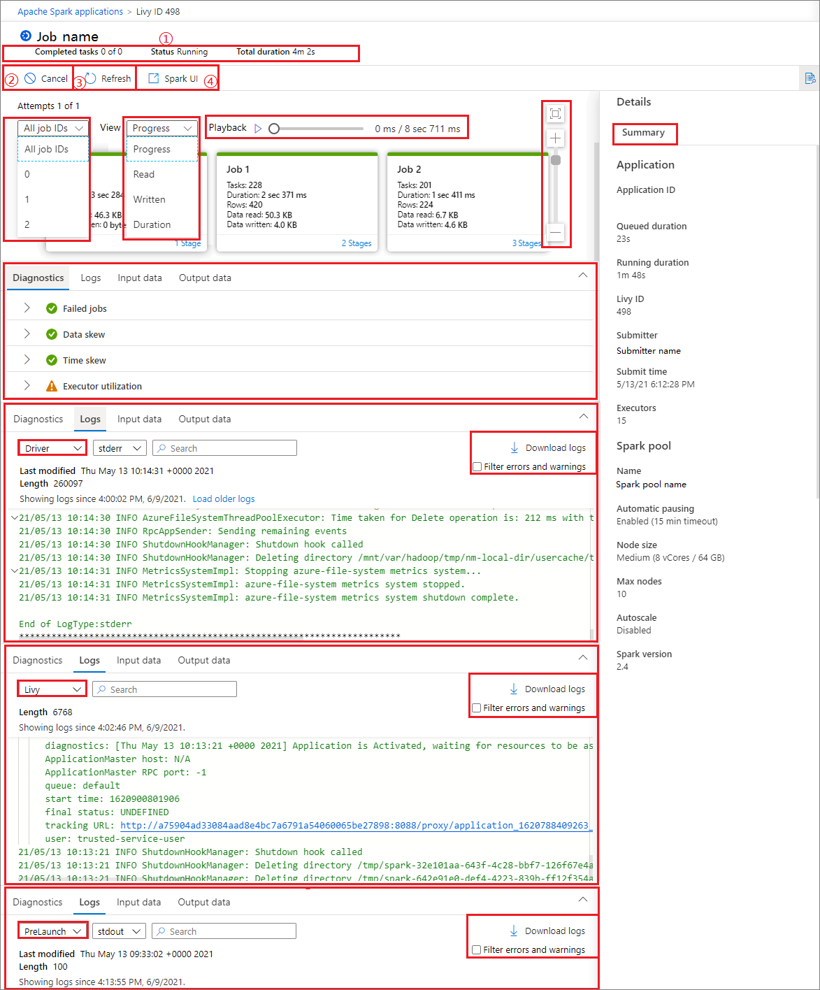 正在运行的作业的屏幕截图。
