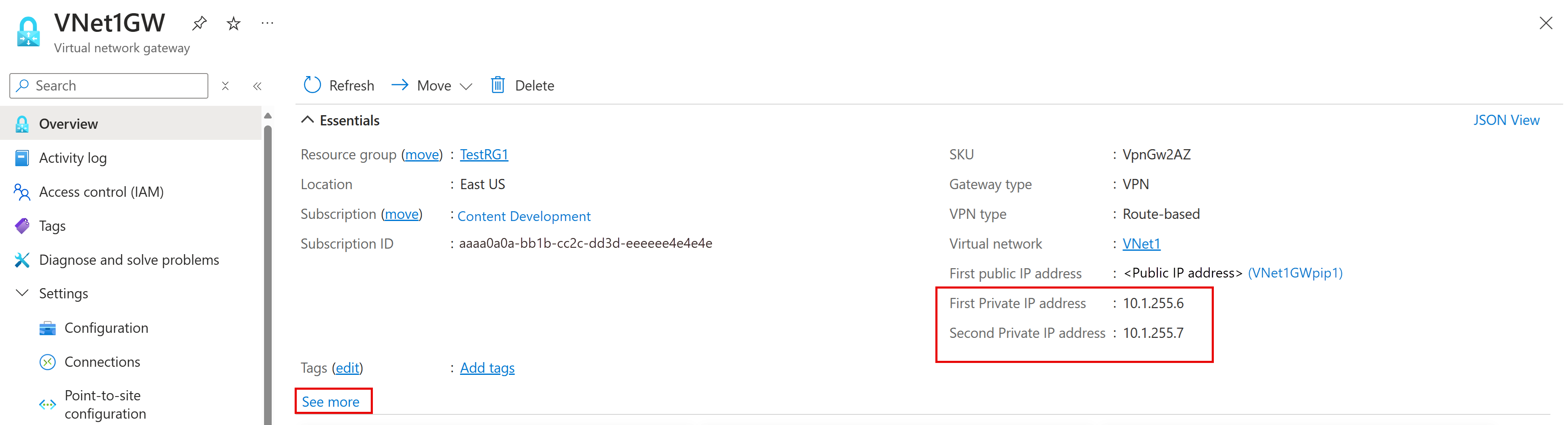 “概述”页的屏幕截图,其中选择了“查看更多”。