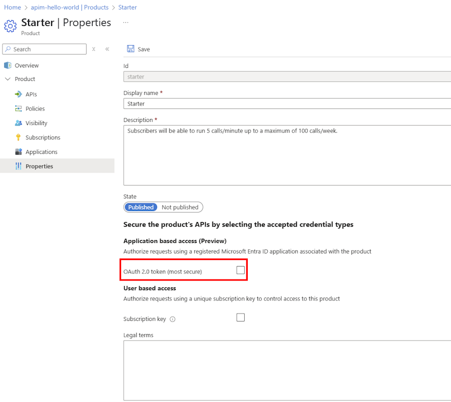 在门户中启用基于应用程序的访问的屏幕截图。