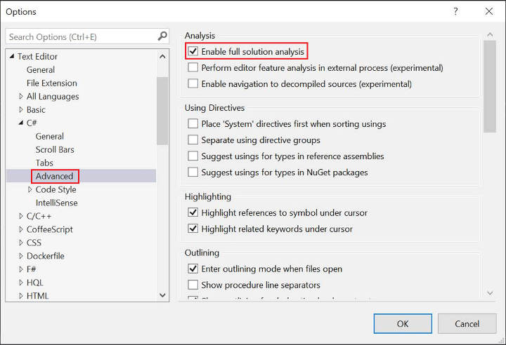 在 Visual Studio 的另一个版本中配置 Roslyn 分析器的屏幕截图。