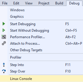 Linux 控制台菜单选项的屏幕截图。