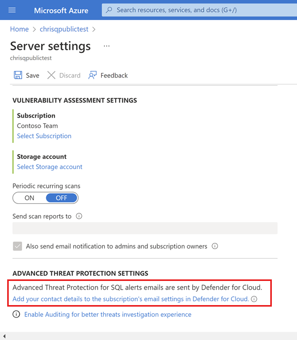 选择链接以转到高级威胁防护设置。