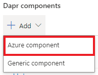 从下拉菜单中选择 Azure 组件的屏幕截图。