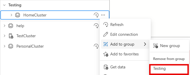 “从组中删除”选项的屏幕截图。