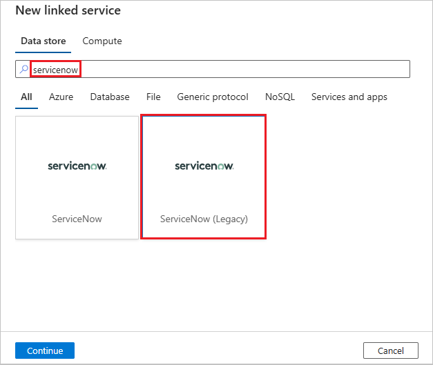 ServiceNow 连接器的屏幕截图。