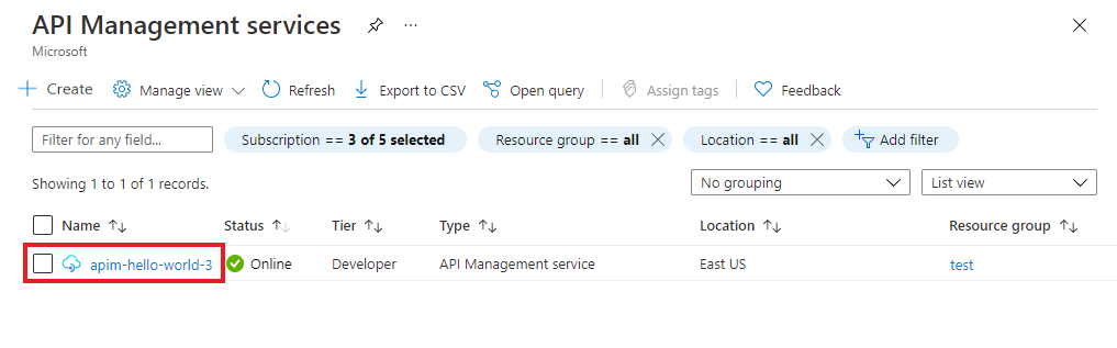 转到 Azure API Mgmt 实例