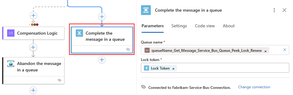 屏幕截图显示了标准工作流的“完成”消息操作。