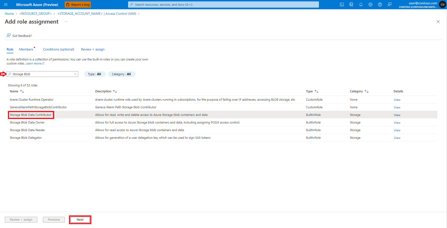 显示 Azure 添加角色分配屏幕的屏幕截图。
