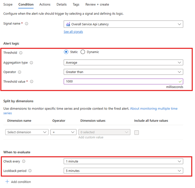 屏幕截图显示了如何配置静态警报阈值的参数。