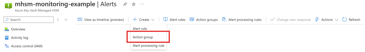 屏幕截图显示了如何选择操作组。