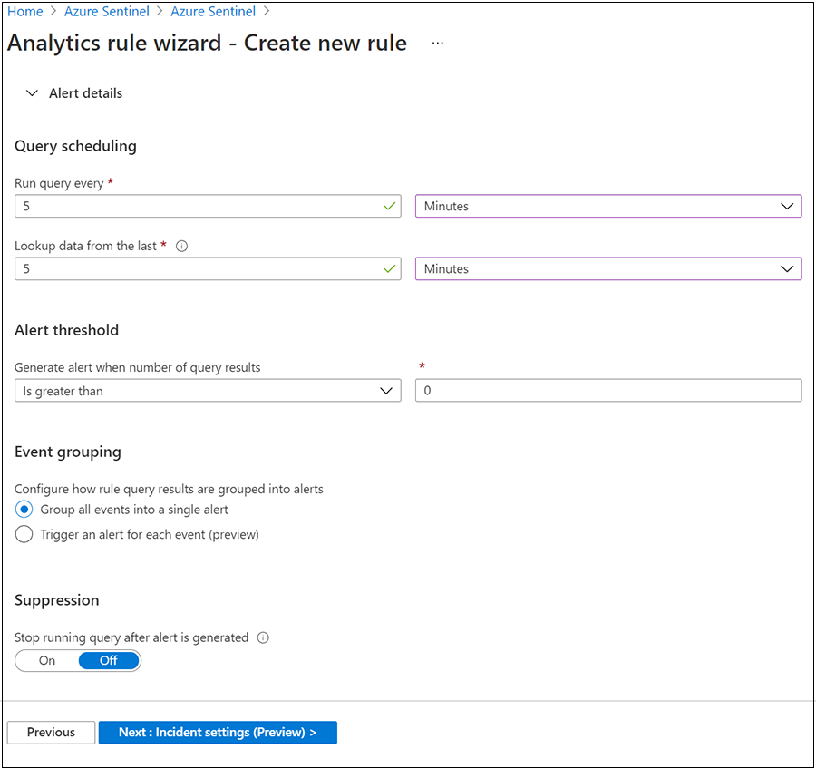 Screenshot of Query scheduling selections and options.