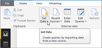 Power BI 中“获取数据”按钮的图像