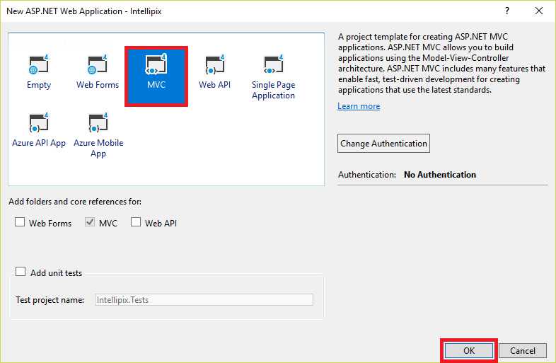 创建新的 ASP.NET MVC 项目