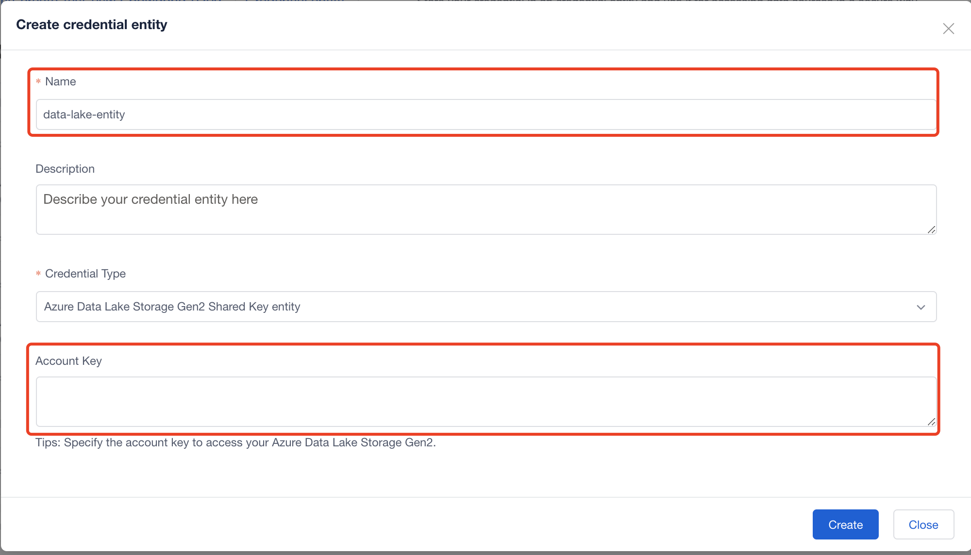 set credential entity for data lake