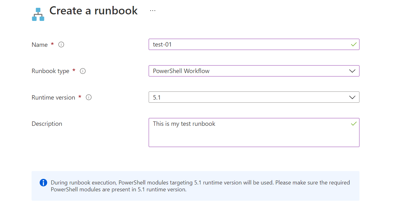 门户中的“PowerShell 工作流 runbook”选项