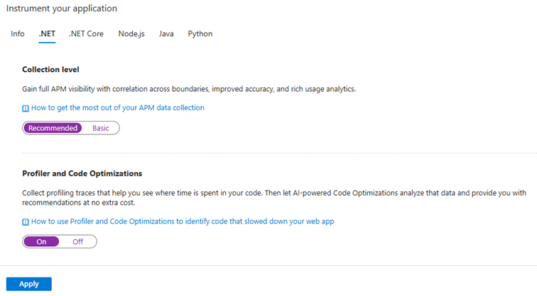 屏幕截图显示在应用上启用 Profiler。