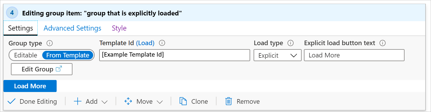 Explicit load settings