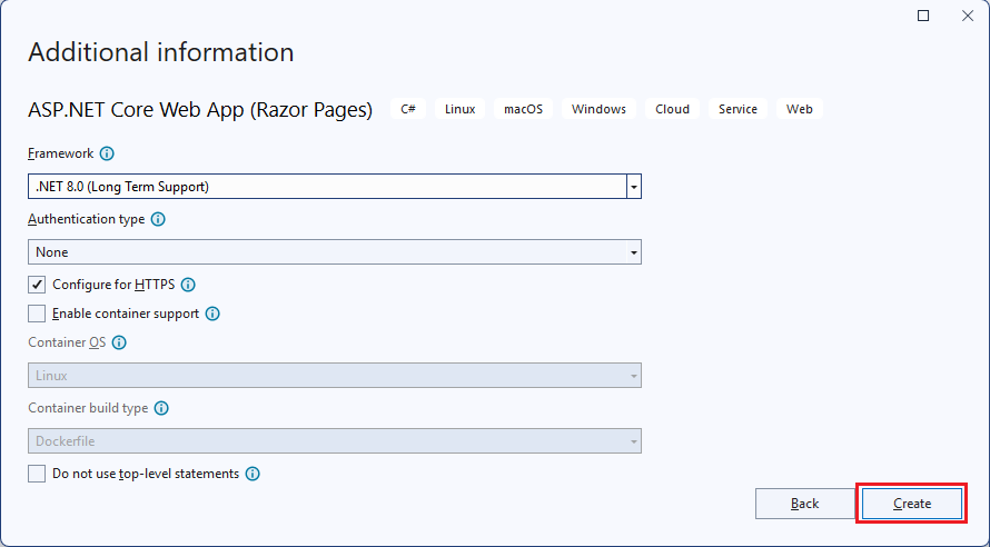 新 ASP.NET Core Web 应用程序窗口截图，选中“Web 应用程序”。