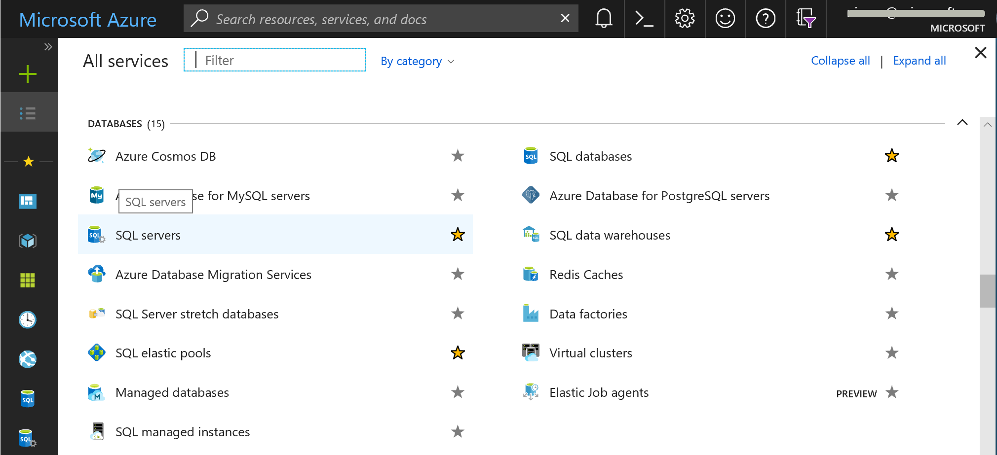 在门户中找到 Azure SQL 数据库服务器