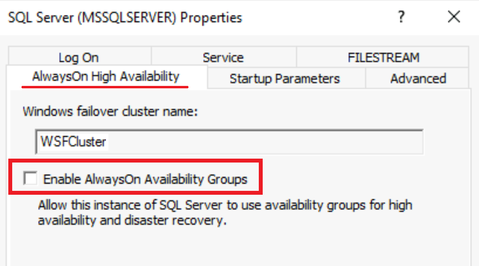 屏幕截图显示在 SQL Server 上启用“验证 Always On”选项。