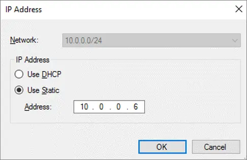 显示如何编辑群集的静态 IP 地址的屏幕截图。
