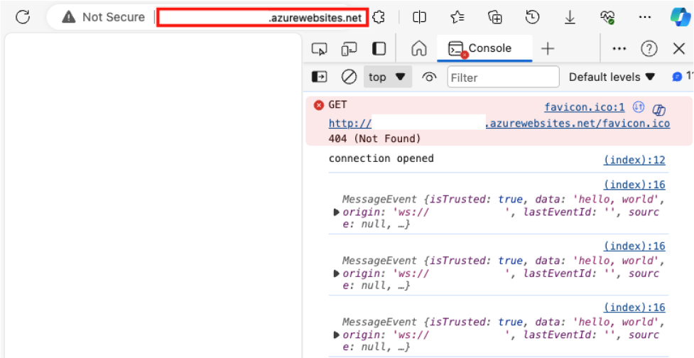 该屏幕截图显示从中转 Web PubSub 流量的应用程序网关获取消息。