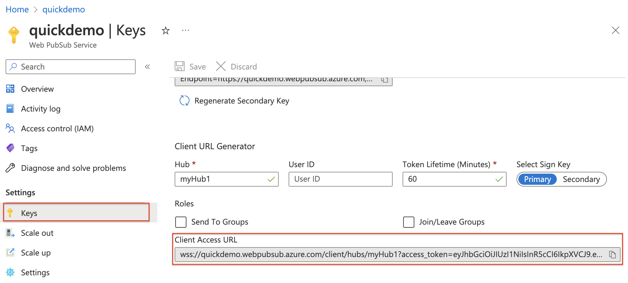 The diagram shows how to get **Client Access Url**.