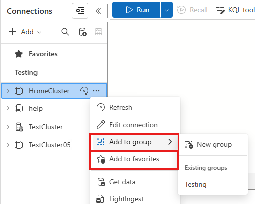 添加到组选项的屏幕截图。添加到组下拉列表包括“新建组”选择和现有组。