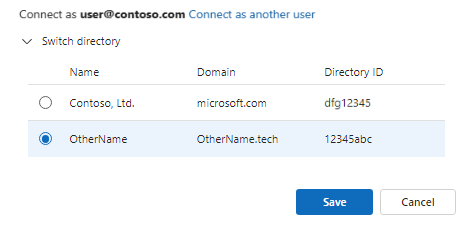 用于切换目录的选项的屏幕截图。