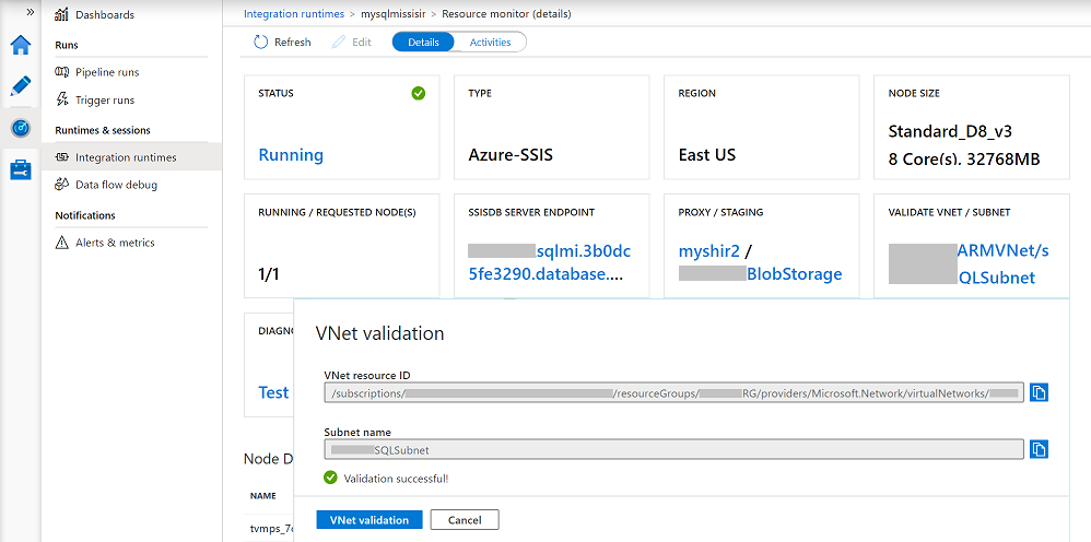 监视 Azure-SSIS IR - 验证磁贴