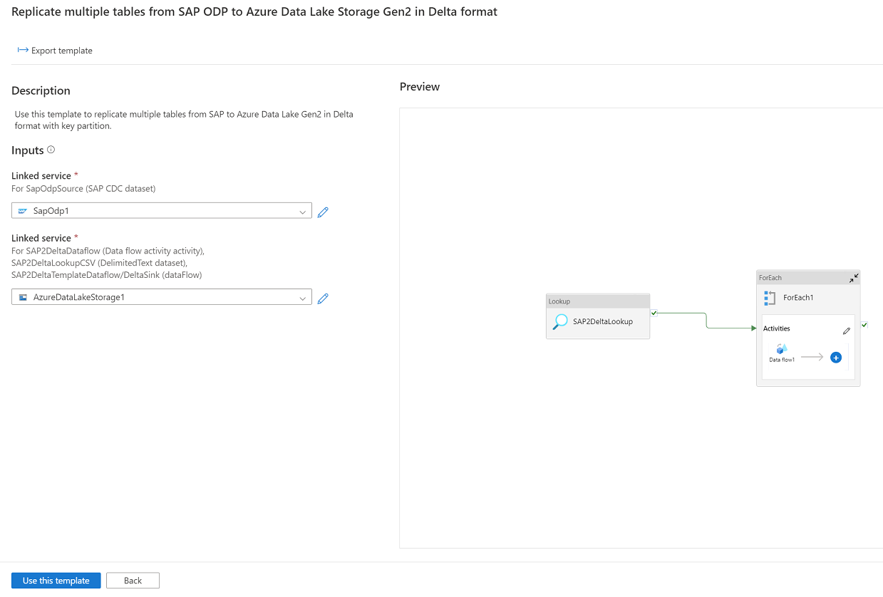 SAP CDC 使用模板的屏幕截图。