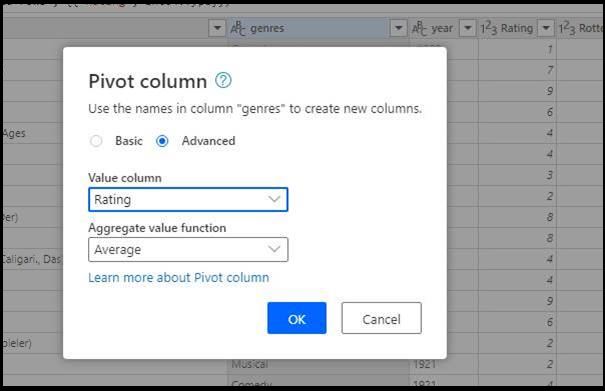 Power Query 透视选择器