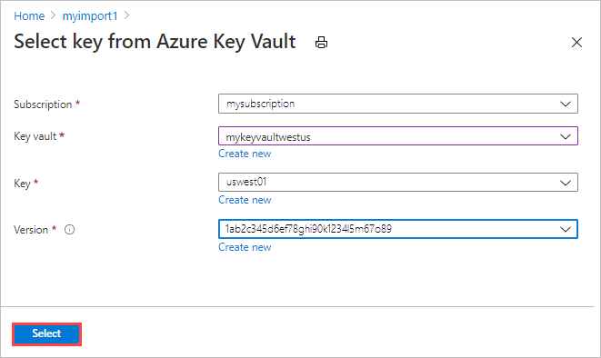 Azure 密钥保管库中的密钥