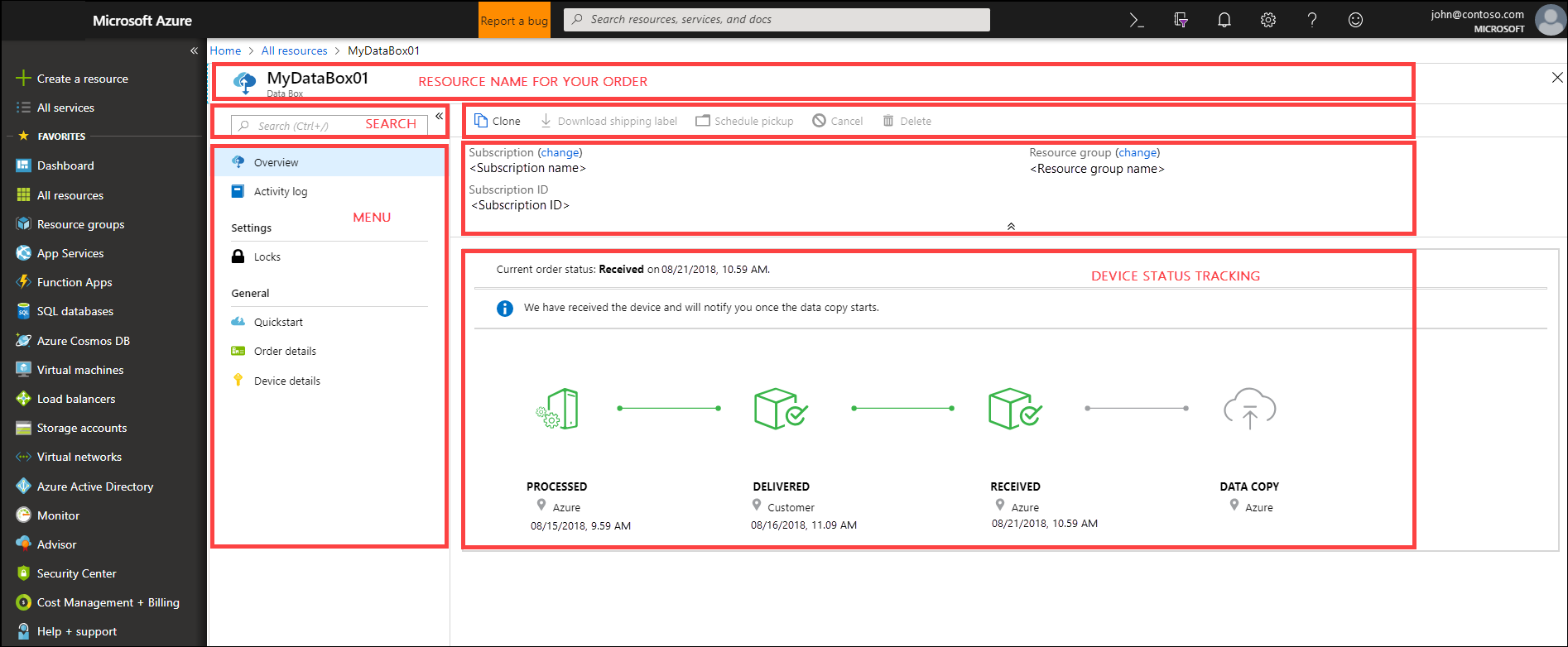 Azure 门户中的 Data Box 服务