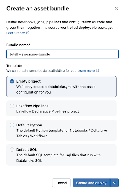 “创建新资产捆绑包”对话框