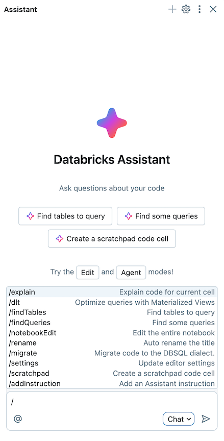 带有斜杠提示的助手窗格。
