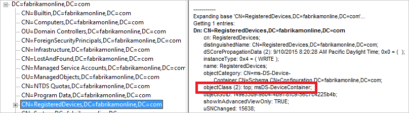 故障排除，RegisteredDevices 对象类