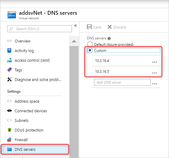 Updating the virtual network DNS configuration