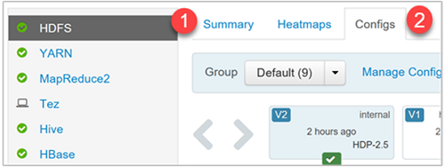 Apache Ambari“HDFS”>“配置”。