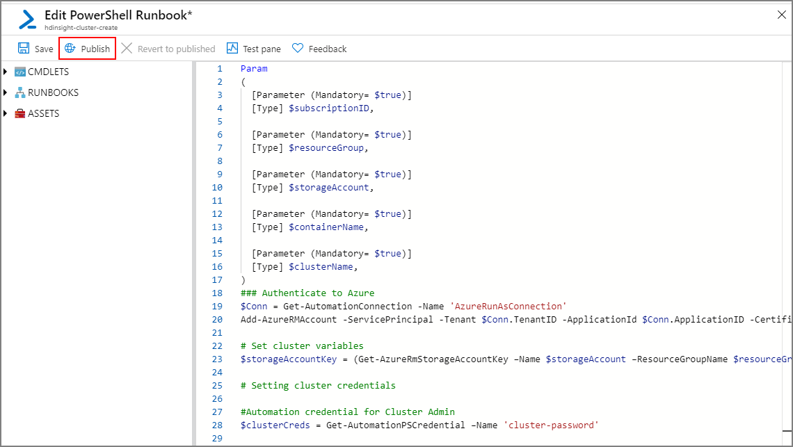 显示发布 Runbook 的屏幕截图。