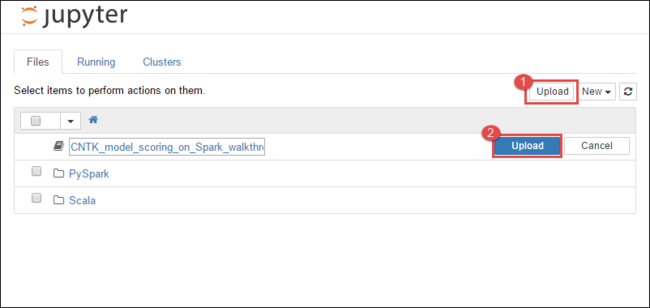 将 Jupyter 笔记本上传到 Azure HDInsight Spark 群集。