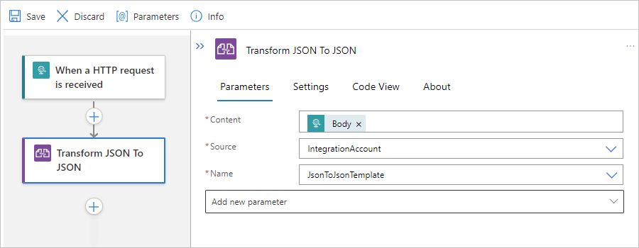 屏幕截图显示标准型工作流，其中“将 JSON 转换为 JSON”操作已完成。