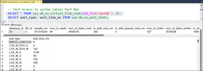 屏幕截图显示了 SQL 性能监视器的测试。