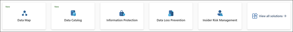 Microsoft Purview 门户解决方案卡片。